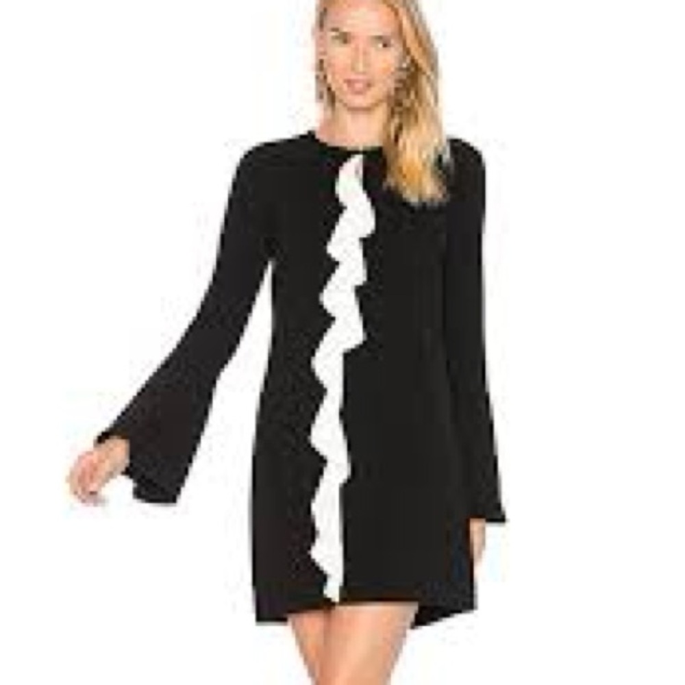 Rachel Zoe Black Shift Dress with White Ruffle